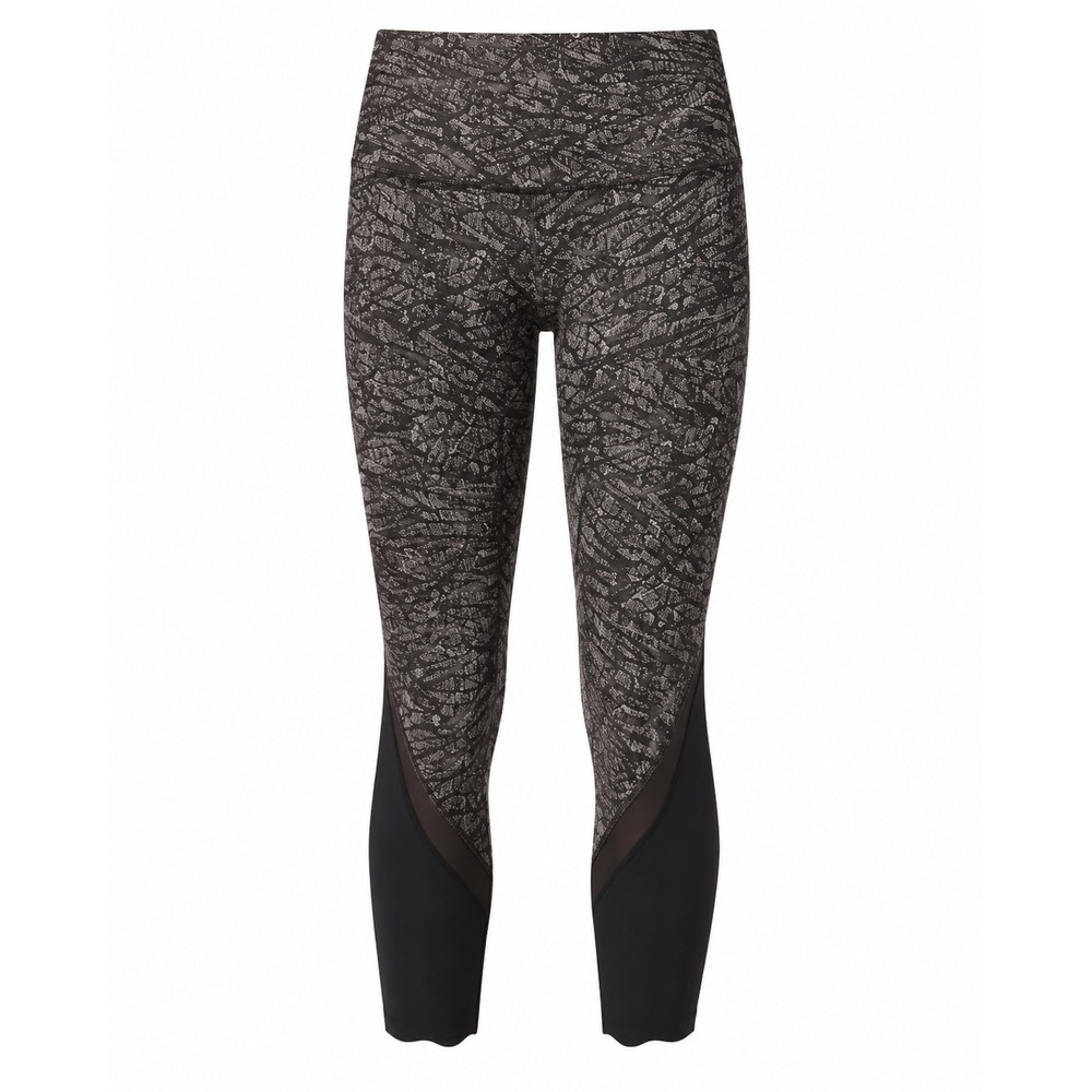 Lululemon High Rise Crop Leggings Crackled Terra Multi Mesh Scallop Size 4